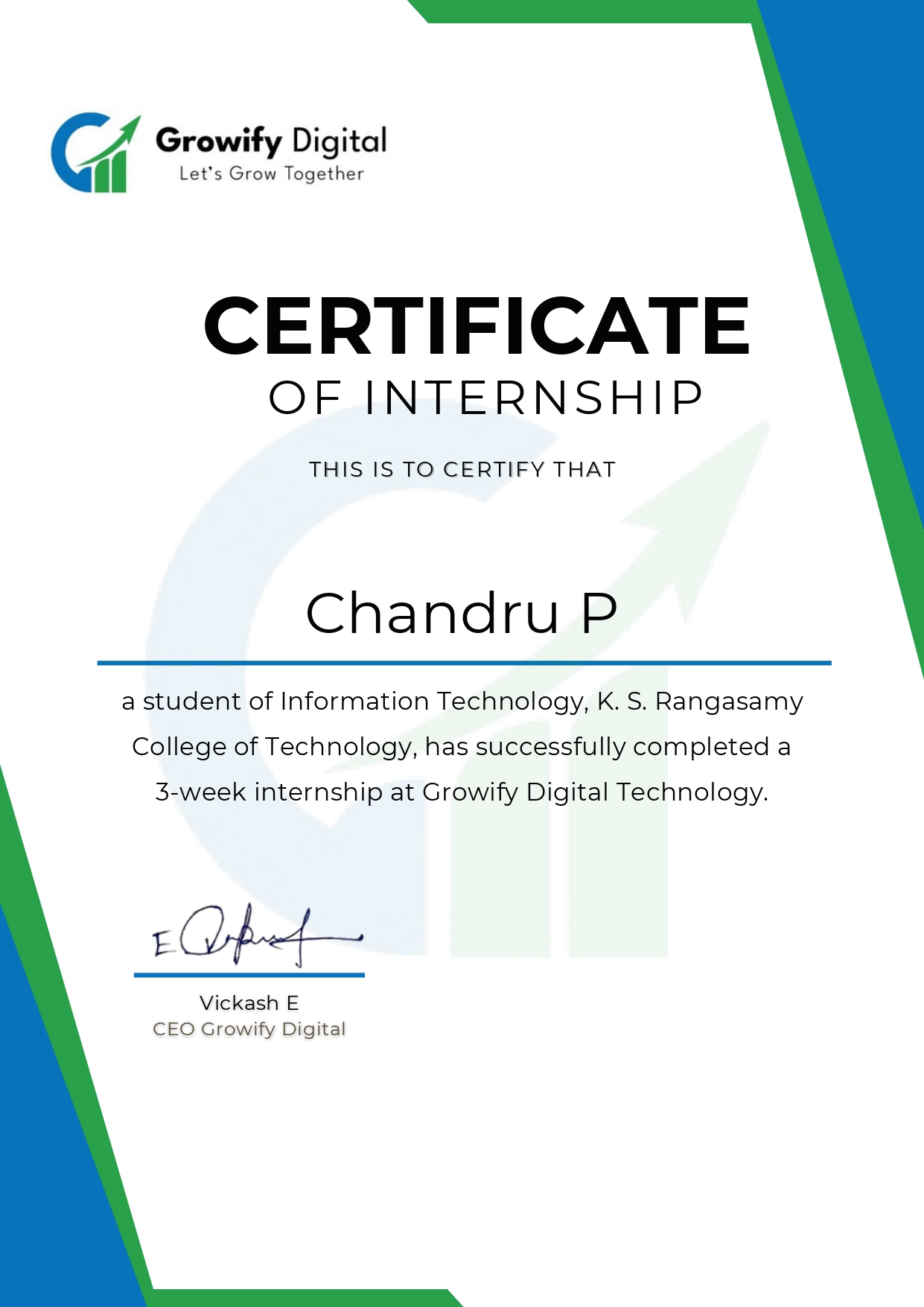 Internship Certificate